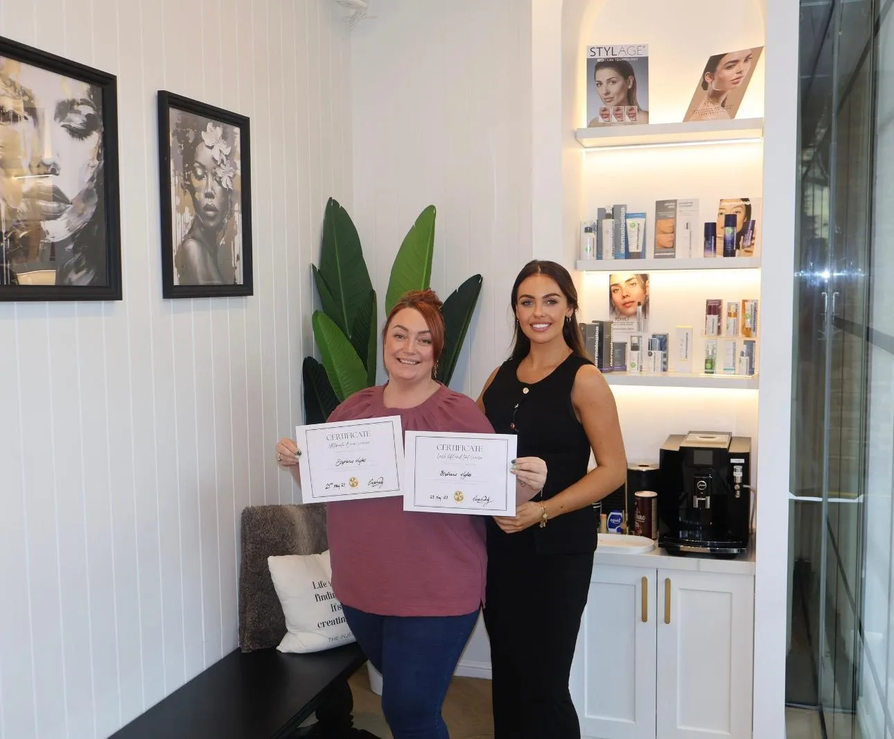 Ciara Daly Academy — beauty course certificates displayed in Sydney studio