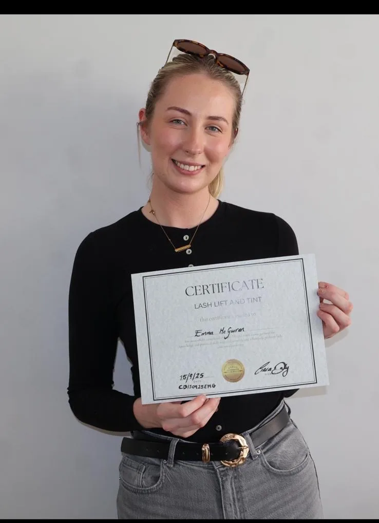 Ciara Daly Academy — lash lift and tint course graduate with certificate